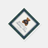 Serviette En Papier Preppy Bear Tartan Pattern Boy Birthday Party (Coin)