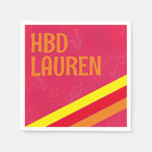 Serviette En Papier Preppy Birthday Hot rose Stripe (Devant)