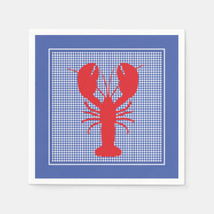 Serviette En Papier Préppy Bleu Blanc En vichy Rouge Homard Cuire Piqu