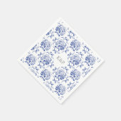 Serviette En Papier Preppy Blue Toile Hydrangea Bow avec nom (Coin)