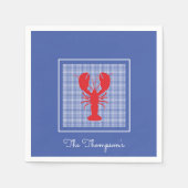 Serviette En Papier Preppy Blue White En vichy Red Lobster Nom personn (Devant)
