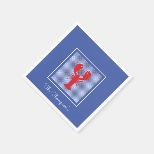 Serviette En Papier Preppy Blue White En vichy Red Lobster Nom personn (Coin)