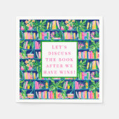 Serviette En Papier Preppy Book Club Funny Wine Navy (Devant)