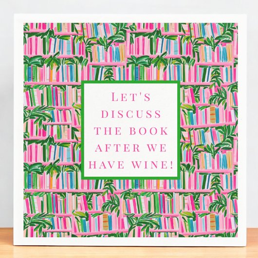 Serviette En Papier Preppy Book Club Vin drôle rose