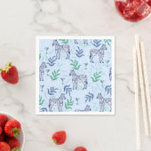 Serviette En Papier Preppy Classic Zebras et Martinis Blue (En situation)