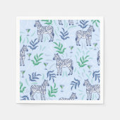 Serviette En Papier Preppy Classic Zebras et Martinis Blue (Devant)