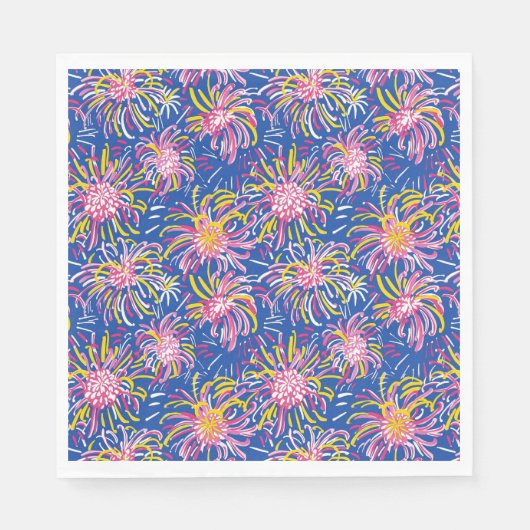 Serviette En Papier Preppy Fireworks 4 juillet Napkin (Devant)