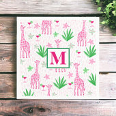 Serviette En Papier Preppy Giraffes Cosmopolitans Monogramme