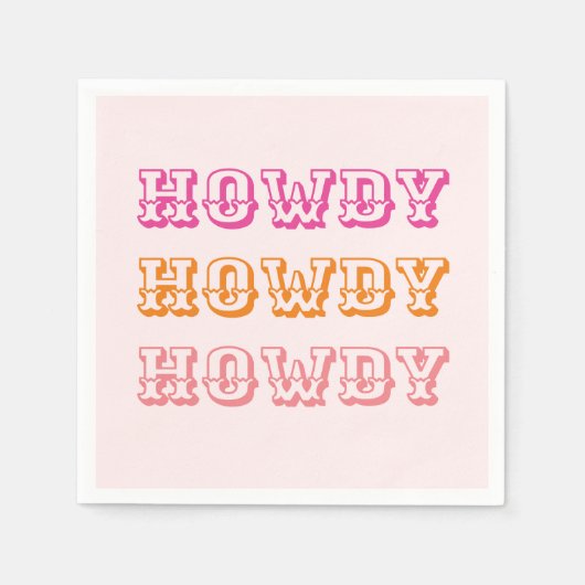 Serviette En Papier Preppy Girly Howdy Hot Rose Orange (Devant)