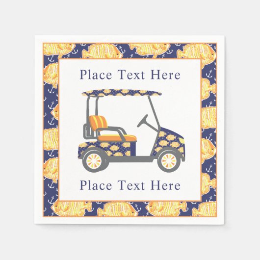 Serviette En Papier Preppy Goldfish Golf Cart (Devant)