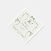 Serviette En Papier Preppy Grandmillennial Neutral Green Baby Shower (Coin)