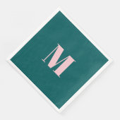 Serviette En Papier Preppy Green et Rose Monogram Party (Coin)