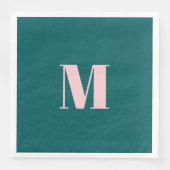 Serviette En Papier Preppy Green et Rose Monogram Party (Devant)