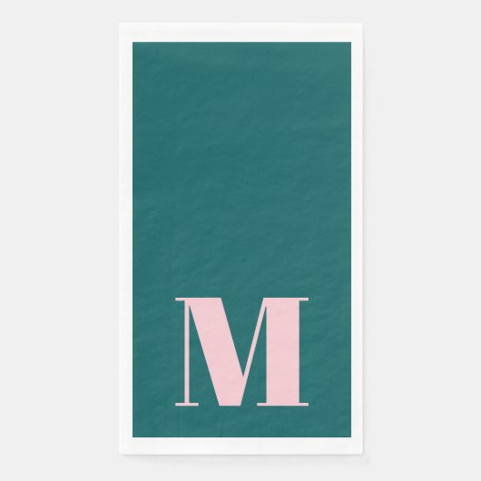 Serviette En Papier Preppy Green et Rose Monogram Party (Devant)