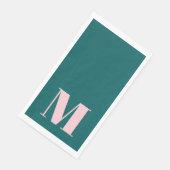 Serviette En Papier Preppy Green et Rose Monogram Party (Coin)