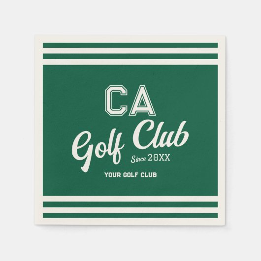 Serviette En Papier Preppy Green Golf Club Custom Crest Party (Devant)