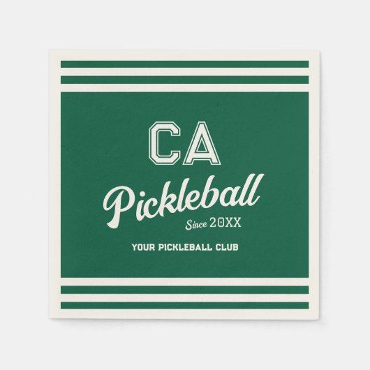 Serviette En Papier Preppy Green Pickleball Club Custom Crest Party (Devant)
