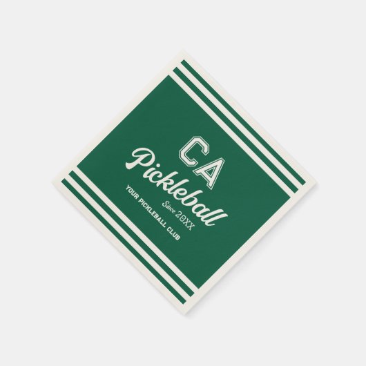 Serviette En Papier Preppy Green Pickleball Club Custom Crest Party (Coin)