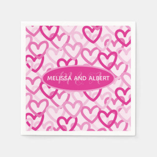 Serviette En Papier Preppy Hearts Pink