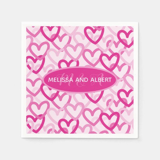 Serviette En Papier Preppy Hearts Pink (Devant)