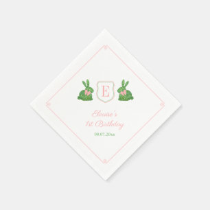 Serviette En Papier Preppy Monogram Printemps Fête d'anniversaire pour
