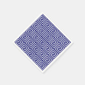 Serviette En Papier Preppy Navy Bleu Blanc Clé grecque Motif (Coin)