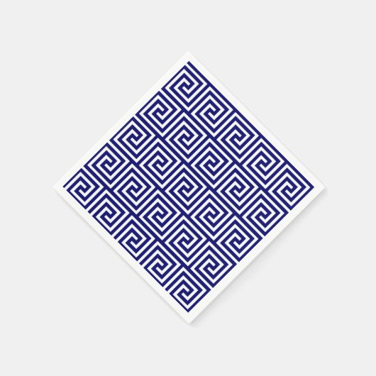 Serviette En Papier Preppy Navy Bleu Blanc Clé grecque Motif (Coin)