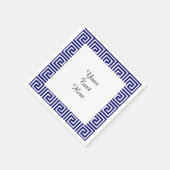 Serviette En Papier Preppy Navy Bleu Blanc Clé grecque Motif (Coin)