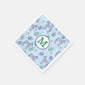 Serviette En Papier Preppy Navy Zebra Martinis Blue Monogram (Coin)