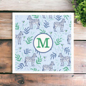 Serviette En Papier Preppy Navy Zebra Martinis Blue Monogram