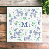 Serviette En Papier Preppy Navy Zebra Martinis White Monogramme