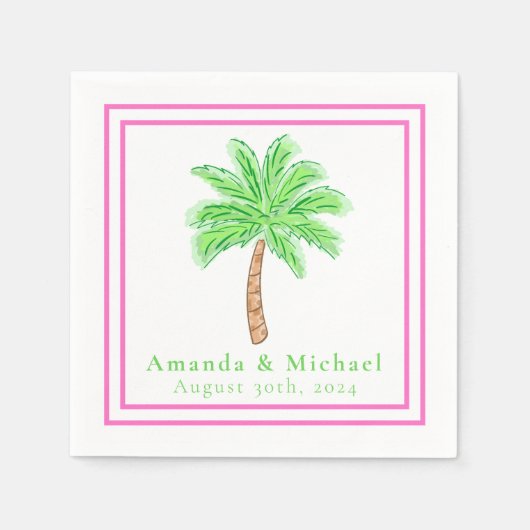 Serviette En Papier Preppy Palm Tree Mariage tropical (Devant)