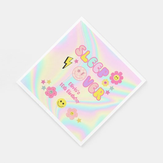 Serviette En Papier Preppy Pastel Rose Y2K Sommeil à l'anniversaire (Coin)
