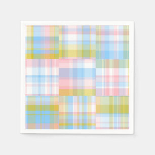 Serviette En Papier Preppy Patchwork Look Madras Pastel