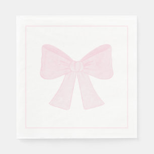 Serviette En Papier Preppy Pink Bow Grandmillennial Premier anniversai