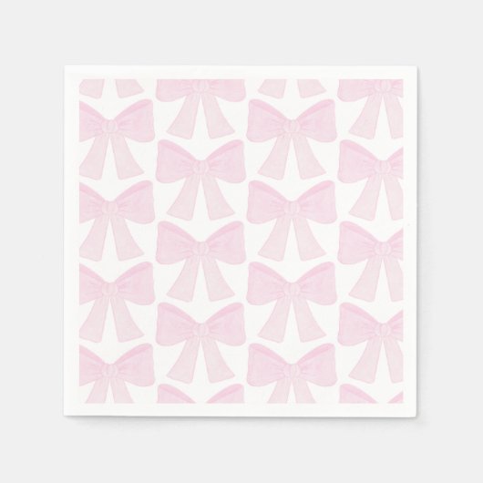 Serviette En Papier Preppy Pink Bow Grandmillennial Premier anniversai (Devant)