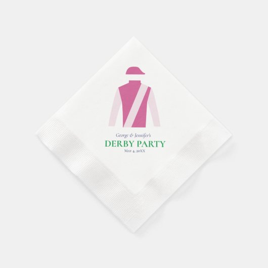 Serviette En Papier Preppy Pink Jockey Soies Derby Party Personnaliser (Coin)
