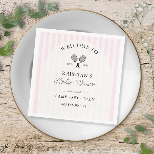 Serviette En Papier Preppy Pink Tennis Country Club Baby shower