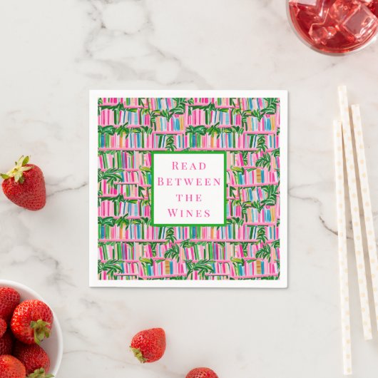 Serviette En Papier Preppy Read Between Wines Book Club Rose (En situation)