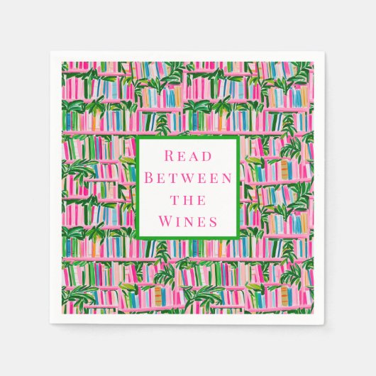 Serviette En Papier Preppy Read Between Wines Book Club Rose (Devant)