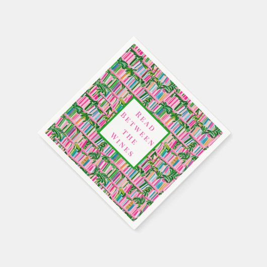 Serviette En Papier Preppy Read Between Wines Book Club Rose (Coin)