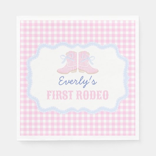 Serviette En Papier Preppy Rodeo First Birthday Cowgirl Boots (Devant)