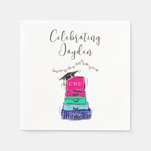 Serviette En Papier Preppy Script High School Graduation Suitcase 2023 (Devant)