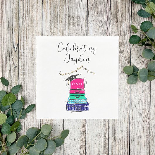 Serviette En Papier Preppy Script High School Graduation Suitcase 2023