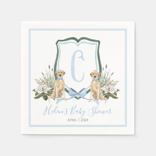 Serviette En Papier Preppy Southern Blue Boy Baby shower Chien