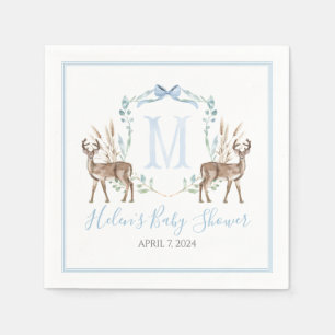 Serviette En Papier Preppy Southern Blue Boy Deer Baby shower
