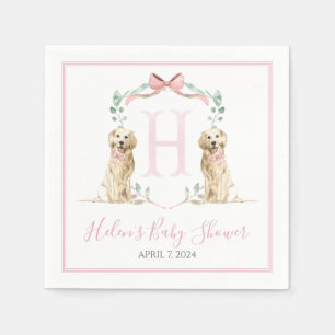 Serviette En Papier Preppy Southern Rose Girl Baby shower chien