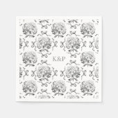 Serviette En Papier Preppy Toile Hydrangea Bow avec nom (Devant)