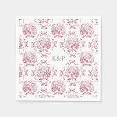 Serviette En Papier Preppy Toile rose Hydrangea Bow avec nom (Devant)