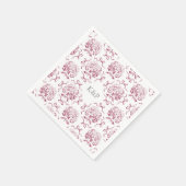 Serviette En Papier Preppy Toile rose Hydrangea Bow avec nom (Coin)